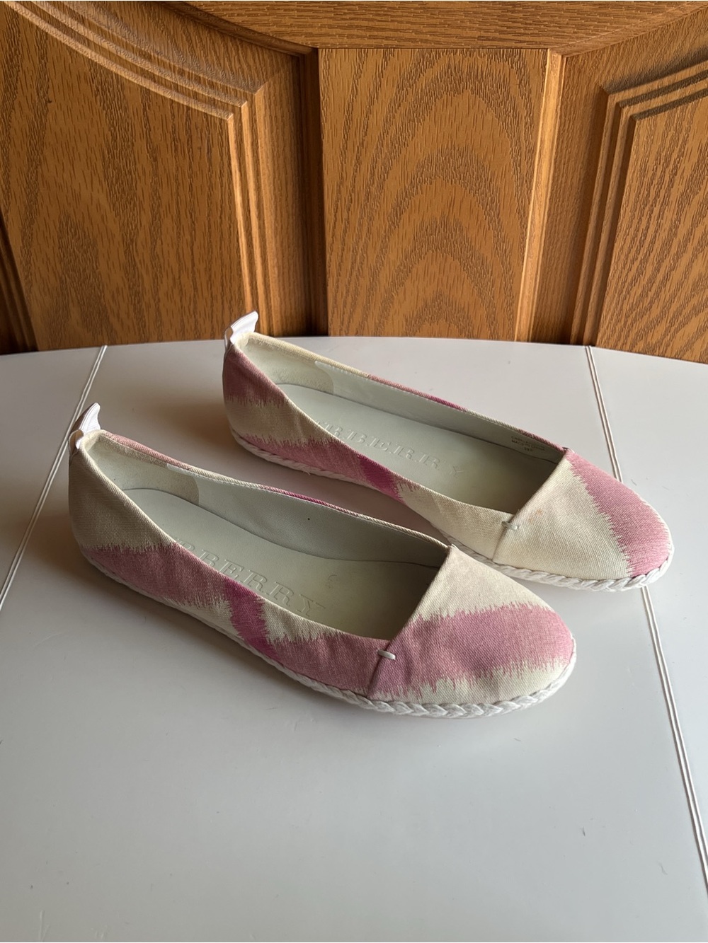 Burberry Check Ballet Flats EU 39.5 Pink Ivory Coquette Preppy